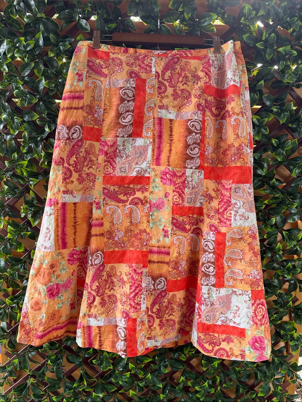 Christopher & Banks Boho Patchwork A-Line Skirt